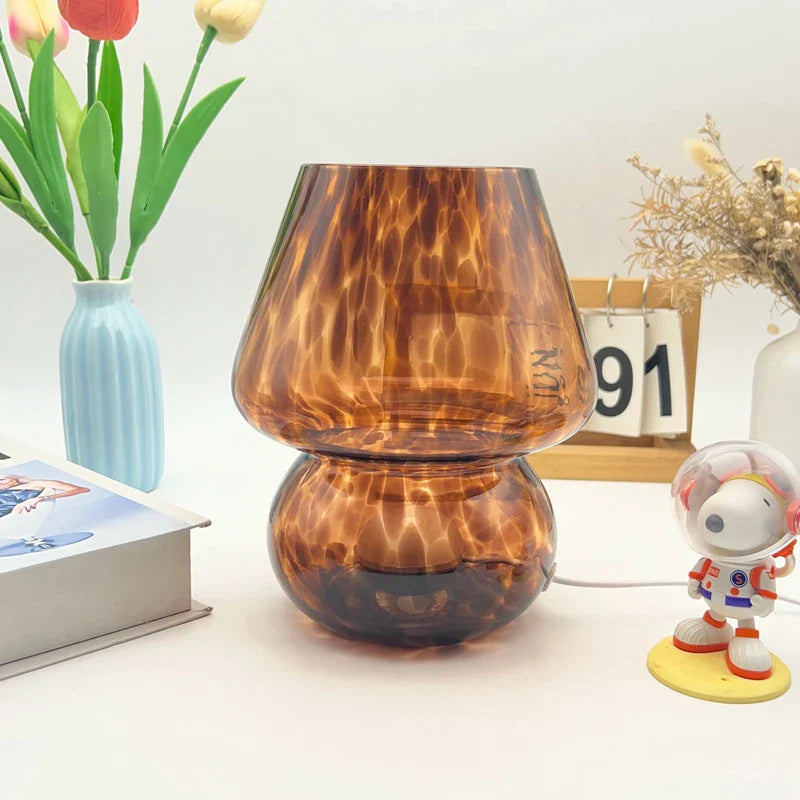 Colorful Glass Mushroom Table Lamp Girly Bedside Lamp Bedroom Decor Atmosphere Light