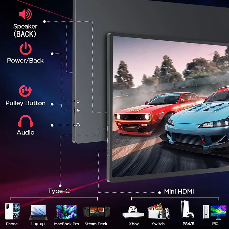 16" Portable Monitor FHD 144Hz IPS 1200P HDR HDMI USB-C VESA Second Screen