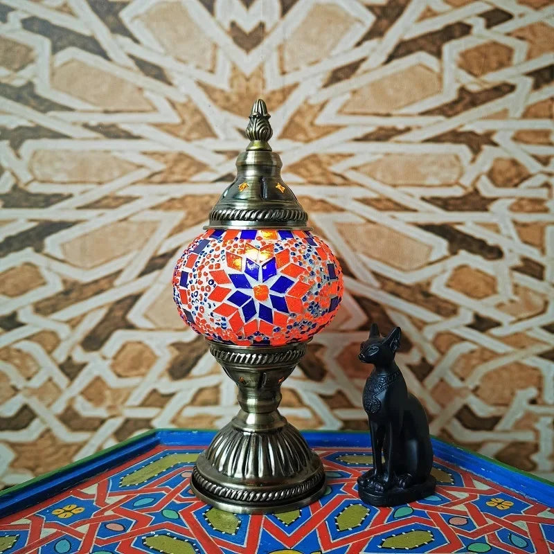Turkish Stained Glass Table Lamp Mosaic Retro Bedside Cafe Decor Light