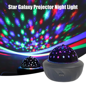 USB RGB Starry Night Sky Projector Rotating Moon Stars Lamp for Room Party Decor