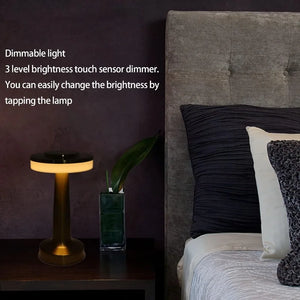 Metal Touch Table Lamp USB Rechargeable Portable Bedside Night Light for Bar