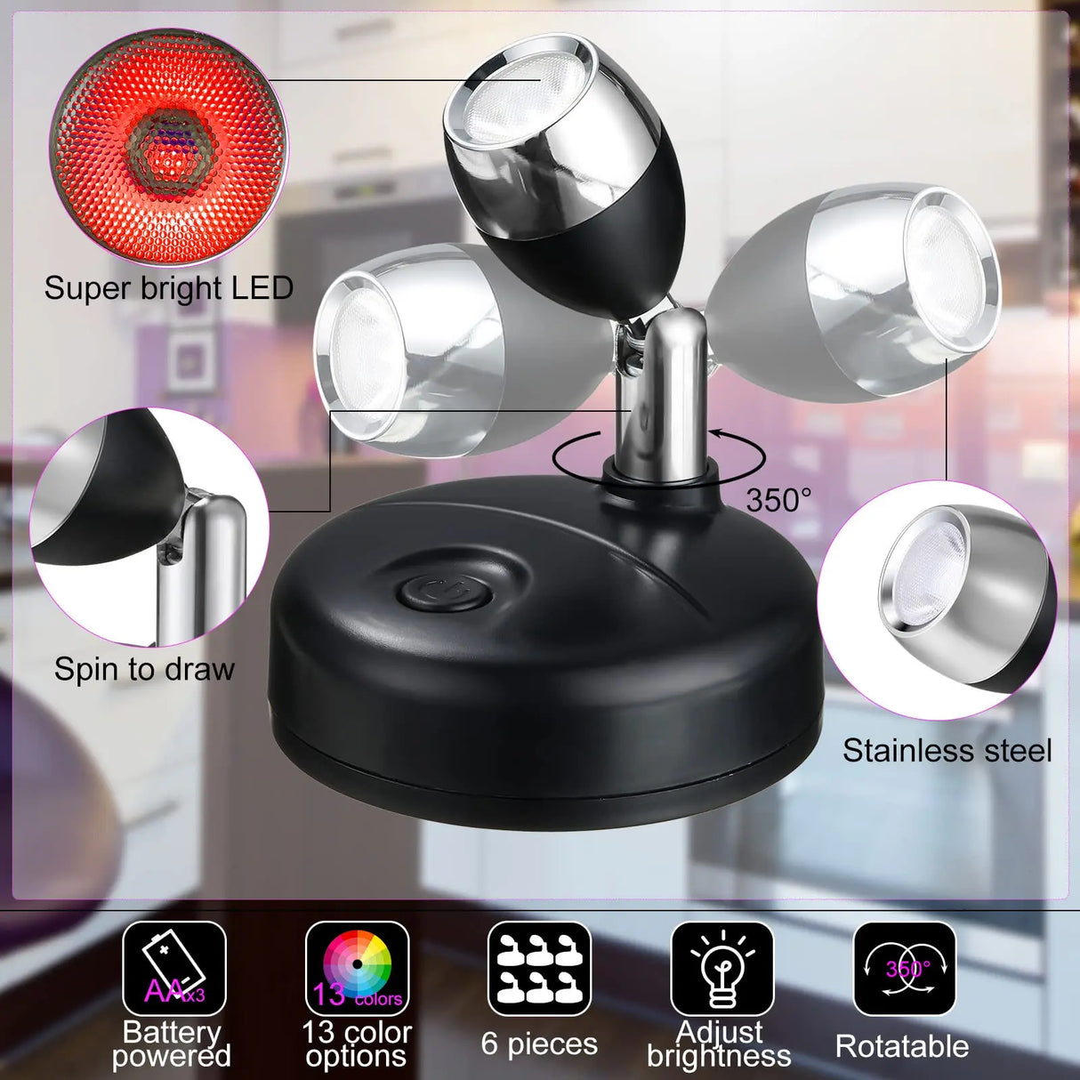 Dimmable LED Wall Sconce Remote Control 360° Rotating Bedroom Hallway Light