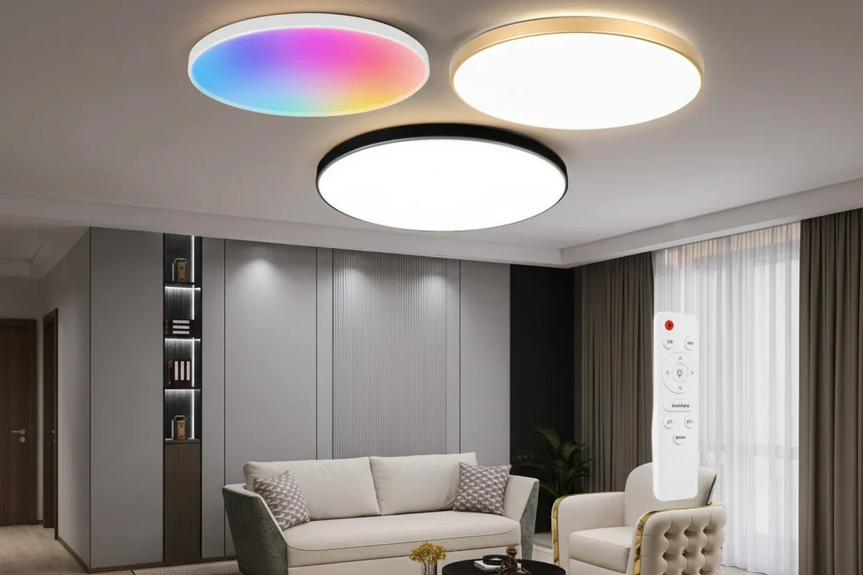 Stepless Dimming LED Ceiling Light Waterproof Remote Control 30W-50W Living Bedroom