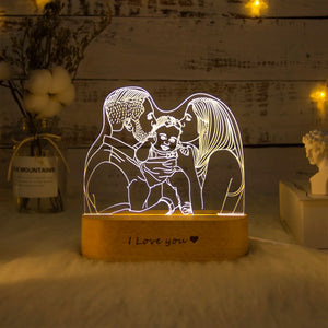 Custom 3D Photo Lamp LED Night Light Wooden Base Personalized Gift