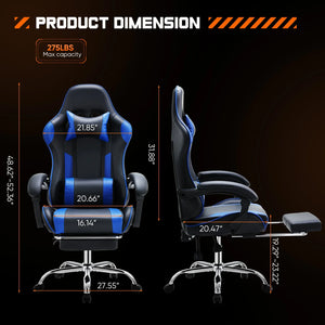 Ergonomic Gaming Chair Adjustable Swivel PU Leather Office Chair Lumbar Headrest