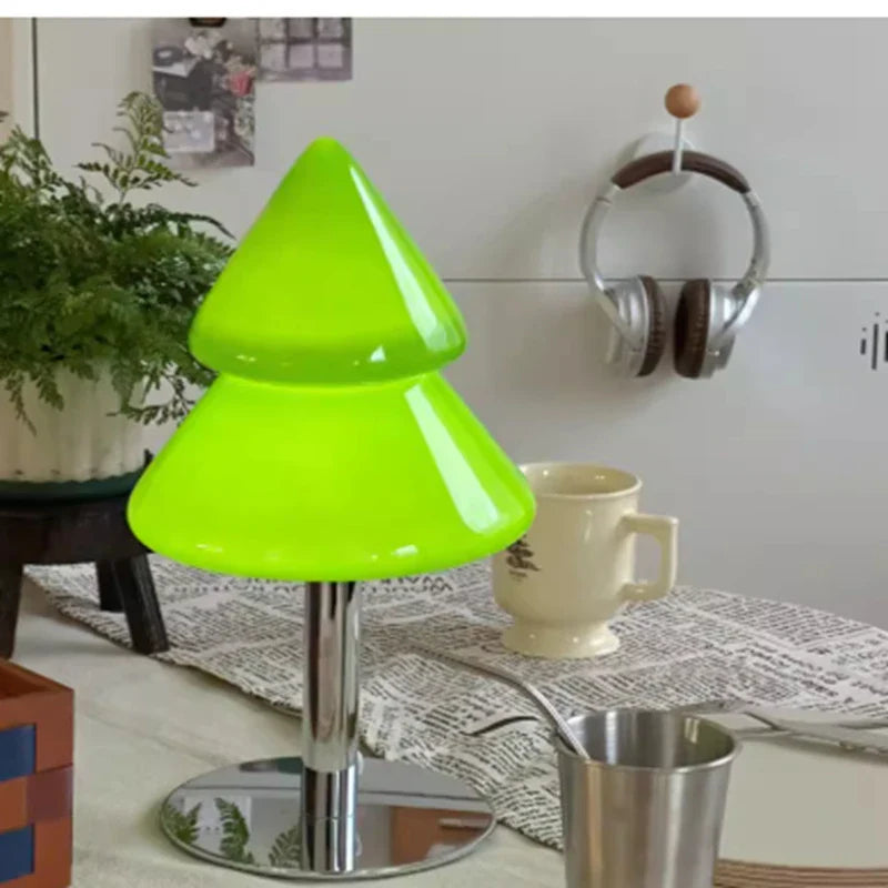 Glass Christmas Tree Table Lamp for Holiday Decor Bedroom Living Room Night Light