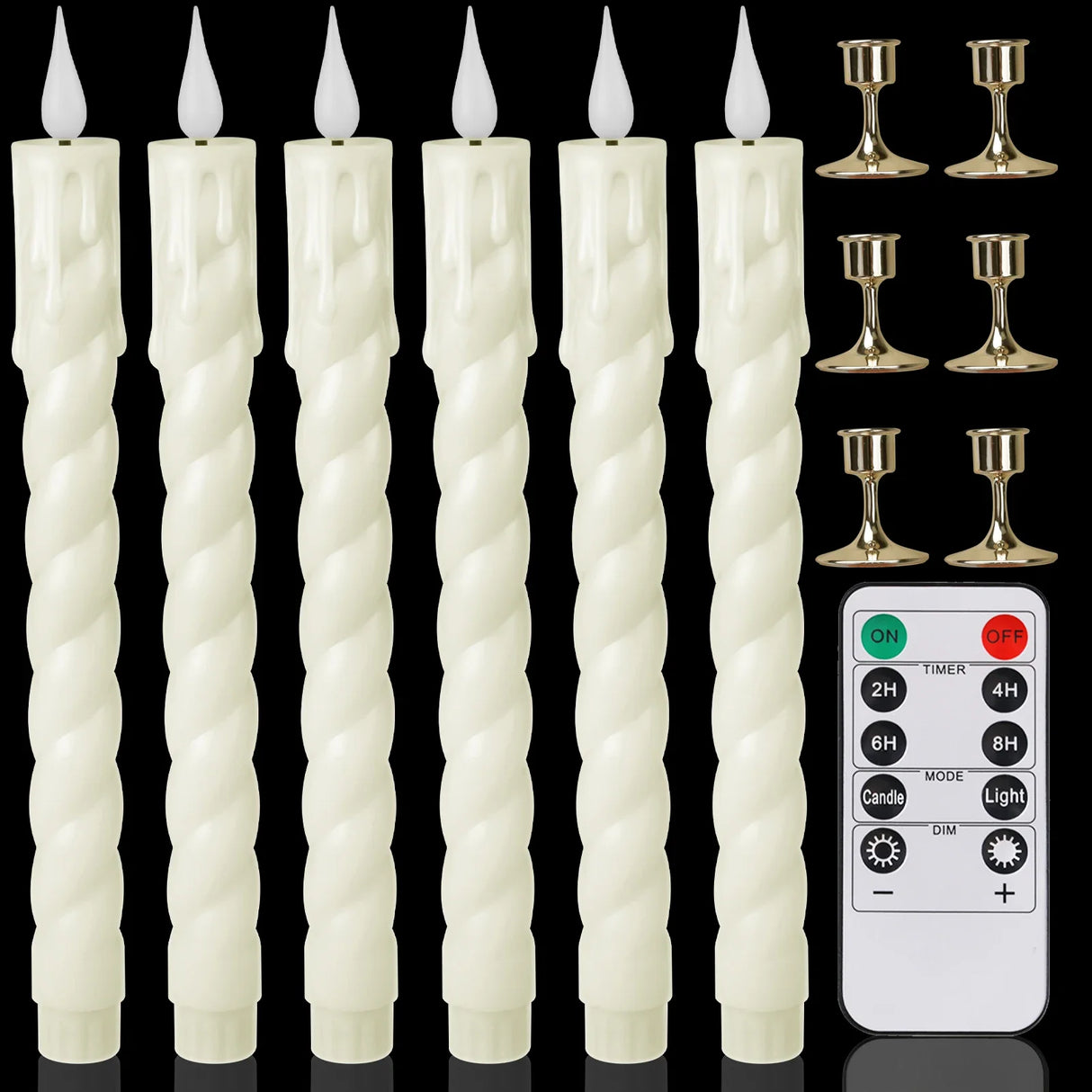 Flameless LED Taper Candles with Remote Flickering Battery Operated Set