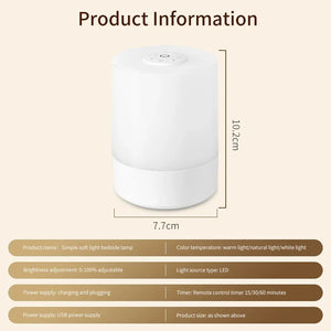 Dimmable LED Bedside Lamp – Touch Control Rechargeable Night Light for Bedroom Use