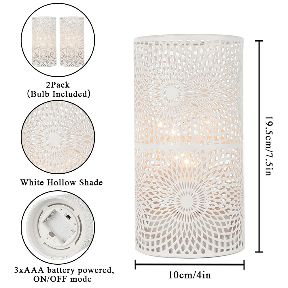 2Pcs Battery LED Table Lamps – Modern Cylinder Cordless Lights for Home & Wedding