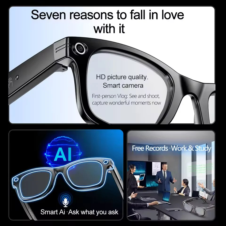 AI Camera Smart Glasses Color-Changing Translation Photo Video Recording Sunglasses