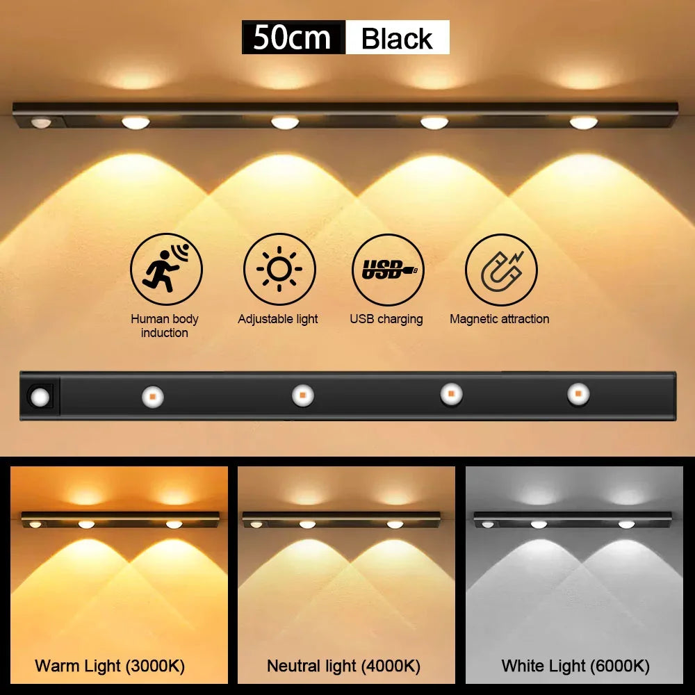 Motion Sensor Light Wireless USB LED Night Light for Under Cabinet Lighting