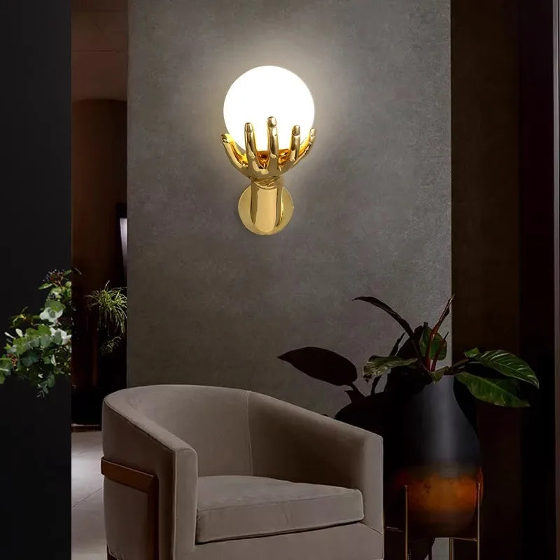 Indoor LED Wall Lamp Modern Resin Glass Bedside Wall Light Living Room Study