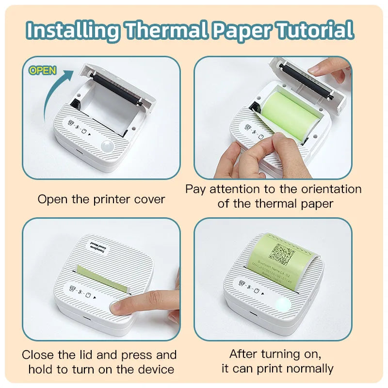 Portable Mini Photo Printer Bluetooth Inkless Thermal Sticker Label Maker B3