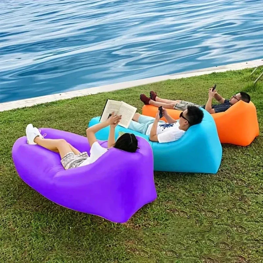Inflatable Sofa Air Lounger Portable Camping Mat Beach Recliner Outdoor Chair