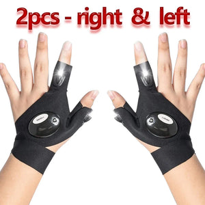 LED Flashlight Running Gloves – Waterproof Fingerless Gloves for Cycling & Hiking