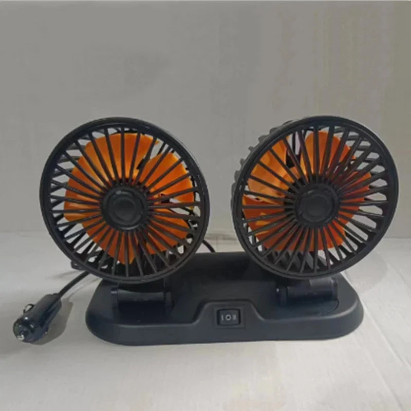 Dual Head Car Cooling Fan 2-Speed USB 5V 12V 24V