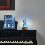 3D Bear Fireworks LED Night Light USB Dimmable Projector Bedroom Decor