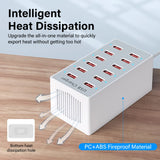 12 Port USB Charging Station Dock Fast Power Adapter for Phone Tablet Laptop