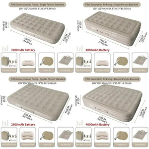 Air Mattress with Built-In Pump Self-Inflating Double Sleeping Pad for Camping Indoors