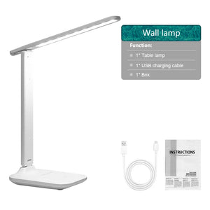 LED Eye Protection Desk Lamp Double Head Rechargeable Dimmable Light for Study