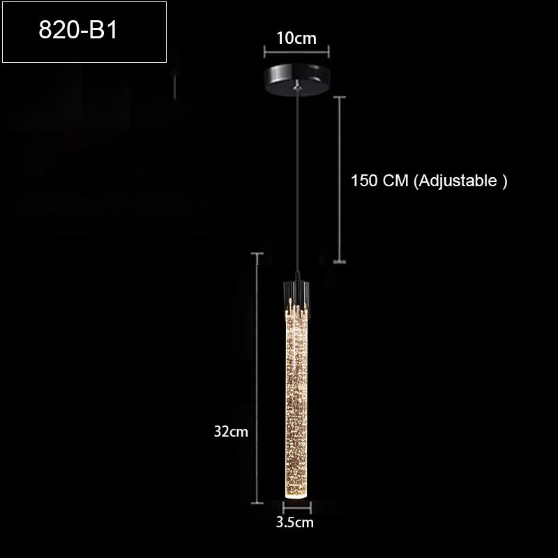 LED Water Drop Bubble Pendant Light Crystal Hanging Lamp Bedroom Dining Decor