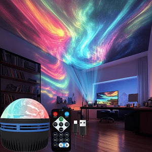 Aurora Starry Sky Projector LED Night Light 7 Color Remote USB Auto Rotate Lamp