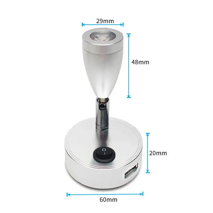 LED RV Reading Light 12V/24V with USB Port – Camper, Boat, Trailer Interior Lamp