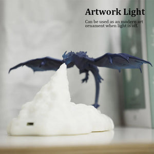 3D Printed Dragon LED Night Light USB Rechargeable Fire Glow Lamp for Kids Bedroom