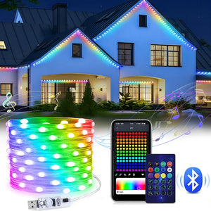 20M Smart RGBIC Outdoor LED Eaves Lights App Remote Control Flashing Home Decor