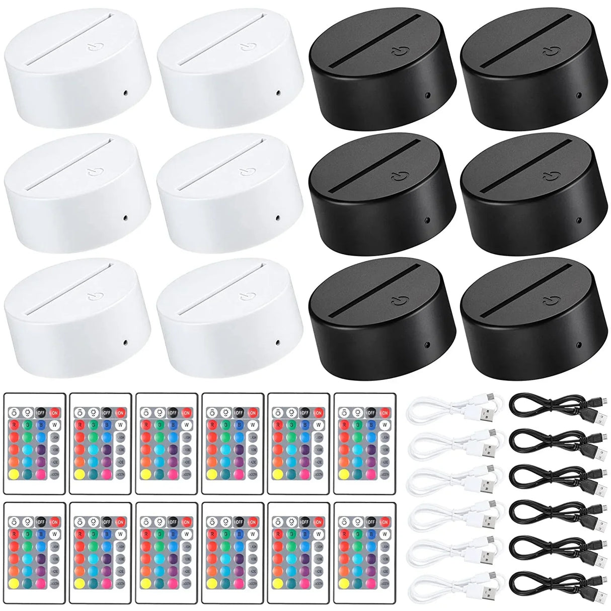 12 Pcs 3D LED Light Lamp Bases 16-Color Remote USB Stand for Acrylic Resin Glass