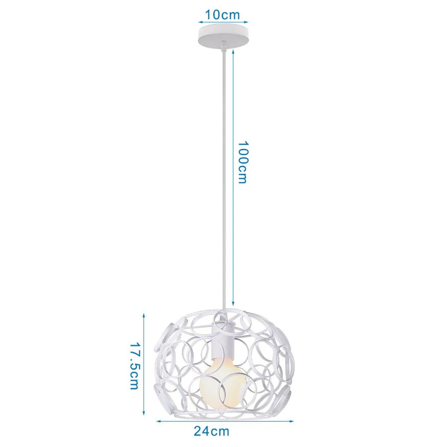 Retro Loft Industrial Pendant Light Wrought Iron Metal Ball E27 Hanging Lamp