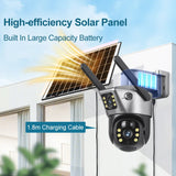 4G WiFi Solar Security Camera Dual Lens 8MP 4K PIR Night Vision Outdoor