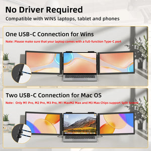 14" Dual Laptop Monitor Amoudo FHD IPS USB-C Portable Triple Screen Windows Mac Xbox