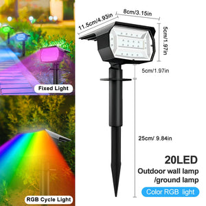 RGB Solar Landscape Spotlights Outdoor Waterproof LED Lights for Garden Decor