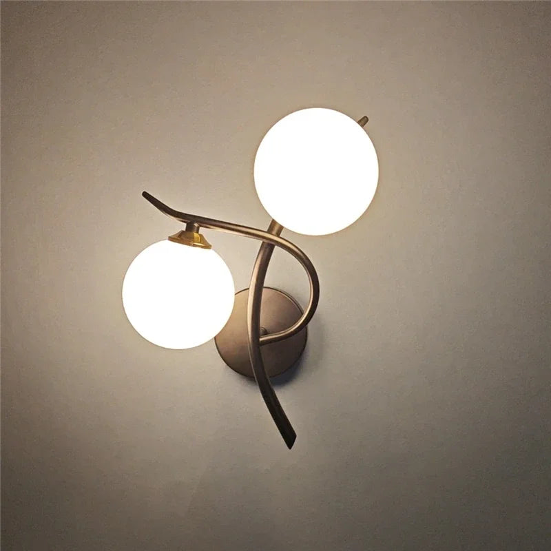 Nordic Modern LED Iron Wall Lamp Bedroom Bedside Corridor Glass Ball G9 Light