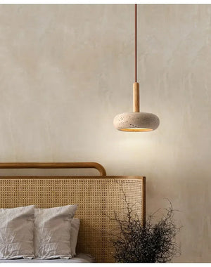 Wabi Sabi Yellow Stone LED Pendant Light – Modern Circular Hanging Lamp 2025