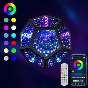 LED RGB Dodecahedron Night Light Geometric Colorful Space Lamp Home Decor Gift
