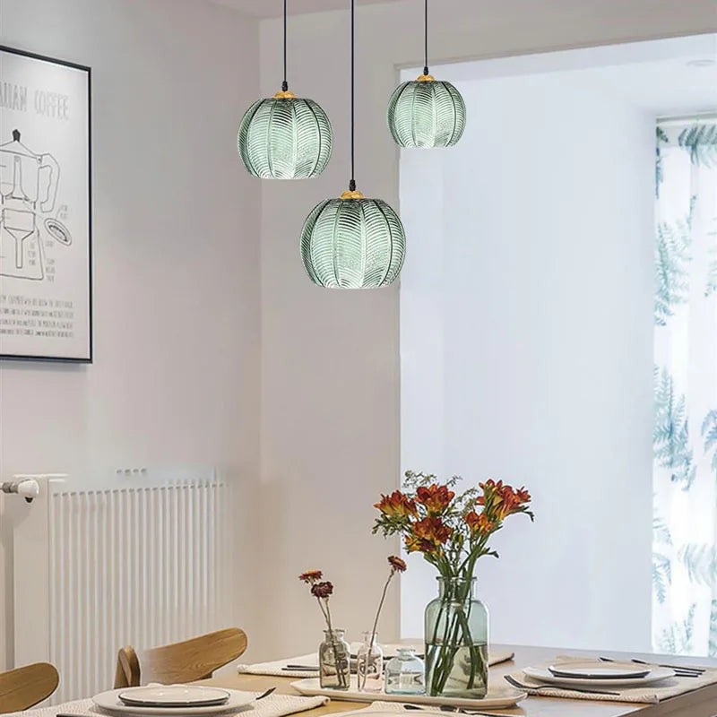Modern Glass Pendant Light – Green Leaf Hanging Lamp for Bedroom & Living Room