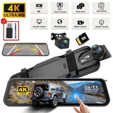 4K Mirror Dash Cam with Touch Screen, Front Rear Dual Recording & Night Vision