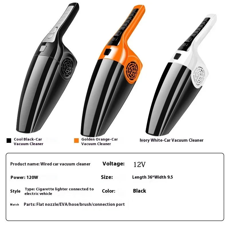 120W Car Vacuum Cleaner Wet Dry Strong Suction Portable Auto Interior Clean