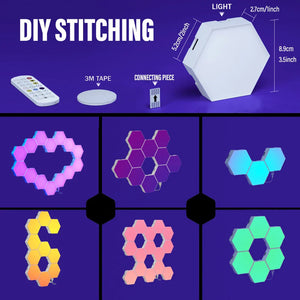 Hexagon LED Wall Lights RGB Panels with Music Sync App Control for Bedroom