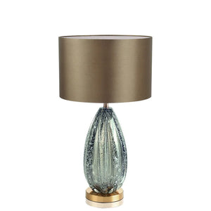 Modern Crystal Glass Table Lamp Grey Fabric Shade Bedroom Hotel Home Decor Light