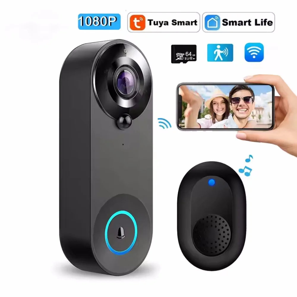 1080P Smart Video Doorbell WiFi Camera PIR Motion Detection Two Way Audio