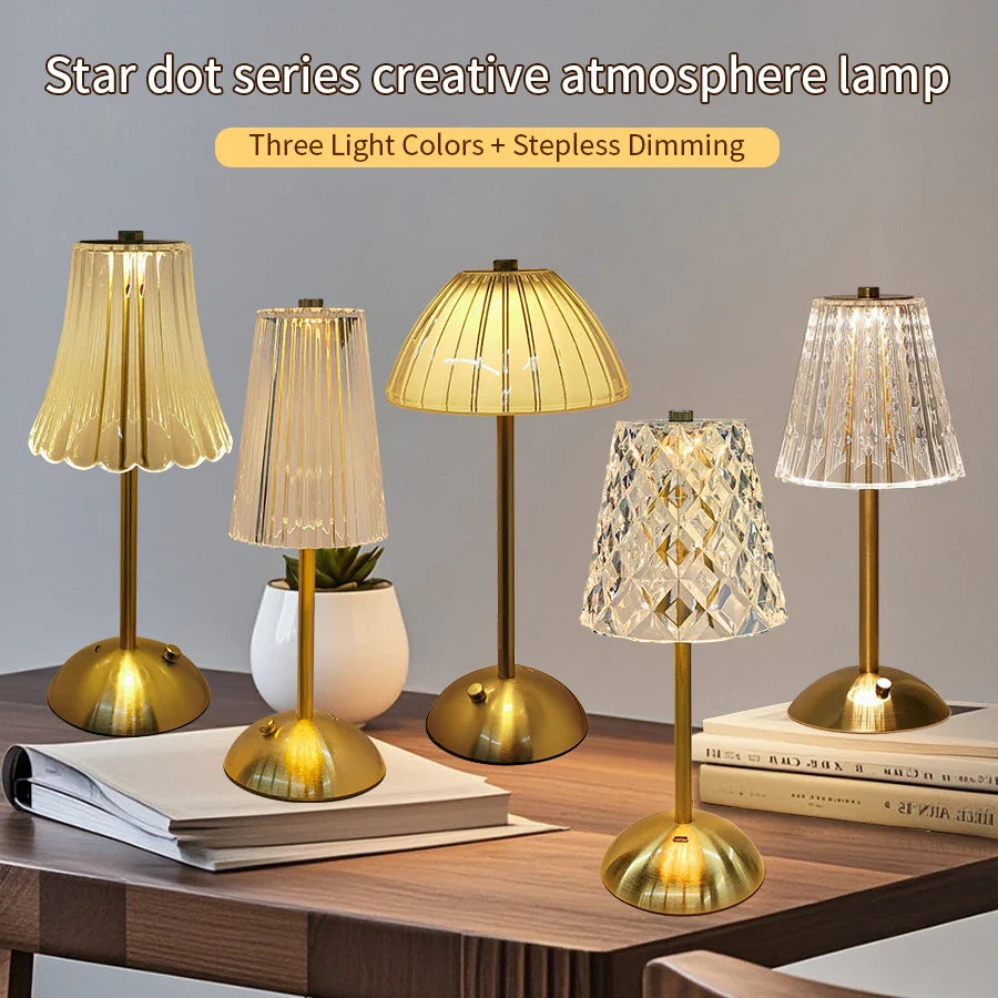 Rechargeable LED Table Lamp – Touch Dimmable Wireless Light for Bedroom & Desk