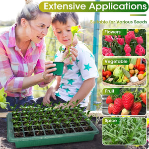 Seed Starter Tray with Grow Light 120 Cell Smart Timer Germination Kit