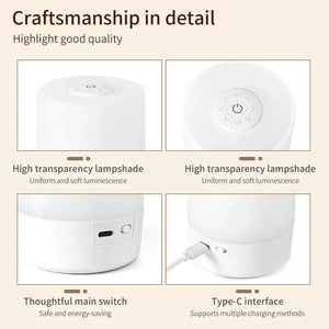 Dimmable LED Bedside Lamp – Touch Control Rechargeable Night Light for Bedroom Use