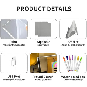 LED Message Board for Kids – Colorful DIY Acrylic Drawing Board with 7 Pens