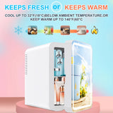 6L Mirror Beauty Mini Fridge LED Makeup Skincare Cooler Warmer Portable