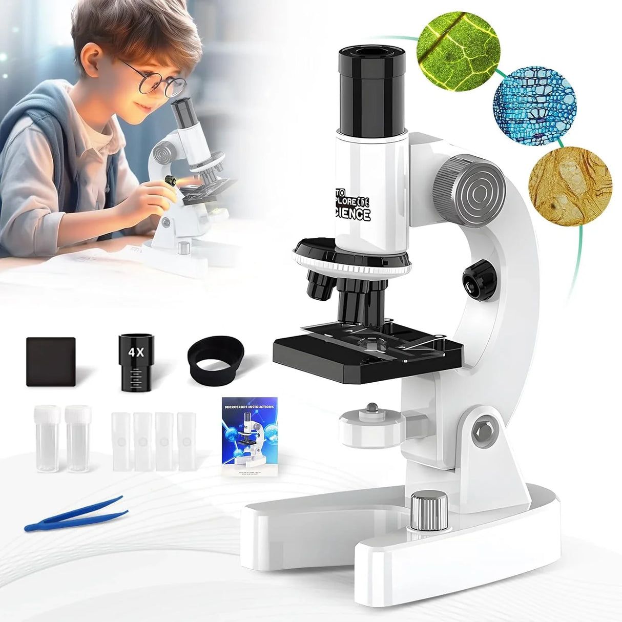 4800X Digital Microscope for Kids Elementary Science Biology Learning