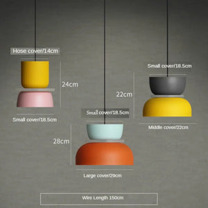 Modern Macaron LED Pendant Light Colorful Iron Hanging Lamp for Bar Dining
